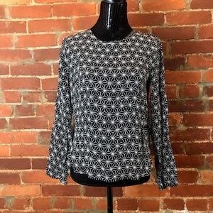 Black and White Long Sleeve Patterned Shirt